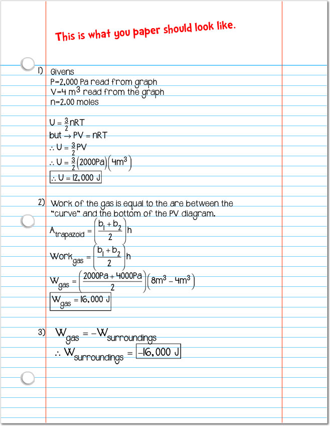 Solutions on notebook paper
